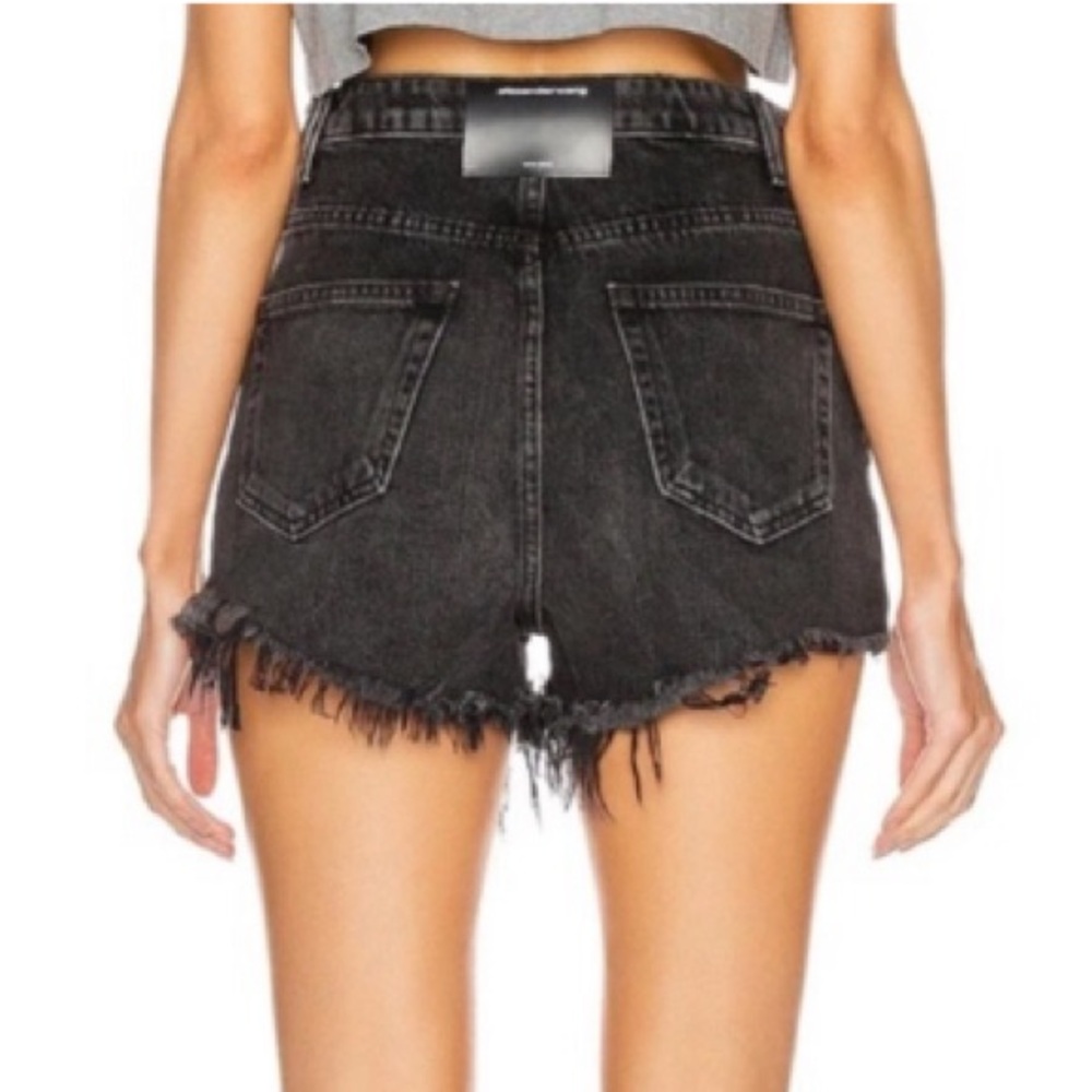 New Alexander Wang Bite High Rise Denim Shorts Rigid Black Jean Cut Off 28 - Picture 2 of 13
